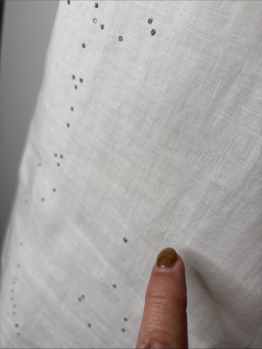 Eileen Fisher White Sleeveless Embellished Linen Mini Dress - Picture 5 of 11